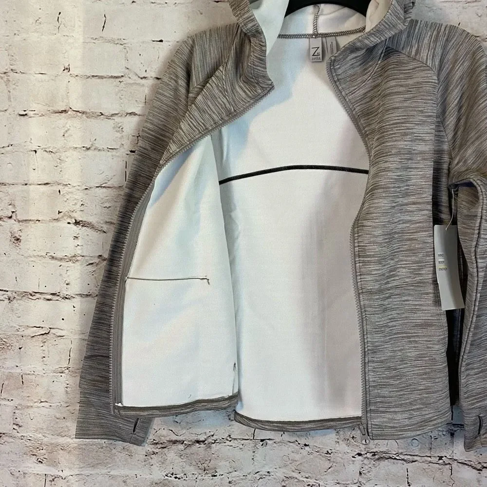 Z by Zella Girls Gray Thumbhole Full Zip Hooded Timeout Tech Jacket XL 14/16